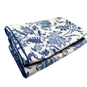 Set of 2 Roberta Roller Rabbit Blue Floral Cotton Euro Sham Pillow Covers 25.5"